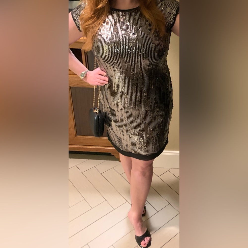 Vince Camuto Gunmetal Sequin Mini Dress